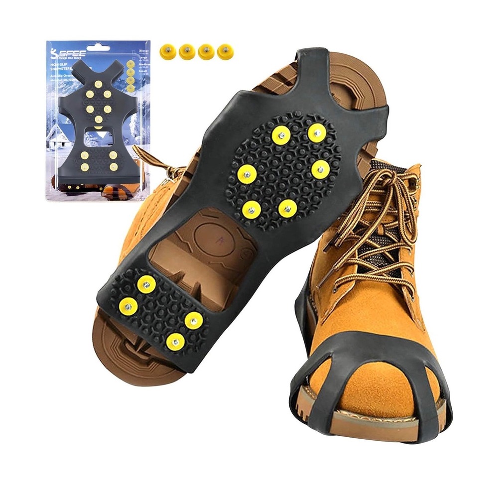 Ice Cleats for Boots Shoes Snow Grips Anti-Slip Traction 10 Steel Studs Size S‎